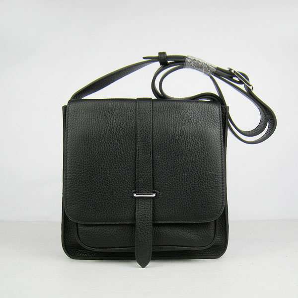 7A Hermes Handbag Hermes Togo Leather Messenger Bag Black h2811 Replica - Click Image to Close